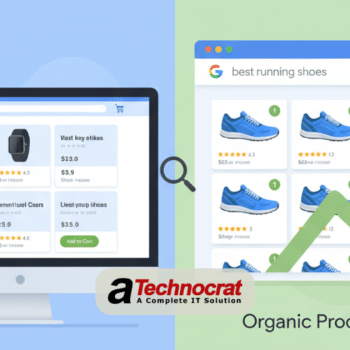 Ecommerce SEO guide showing online store optimization for Google rankings with product pages and search results
