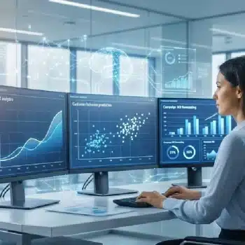 Predictive marketing analytics 2026 dashboard showing AI marketing intelligence and customer behavior forecasting for global businesses